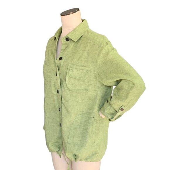 Coldwater Creek Linen Button Front Shirt-Jacket Sz M (10/12) Green #118D - Picture 4 of 10